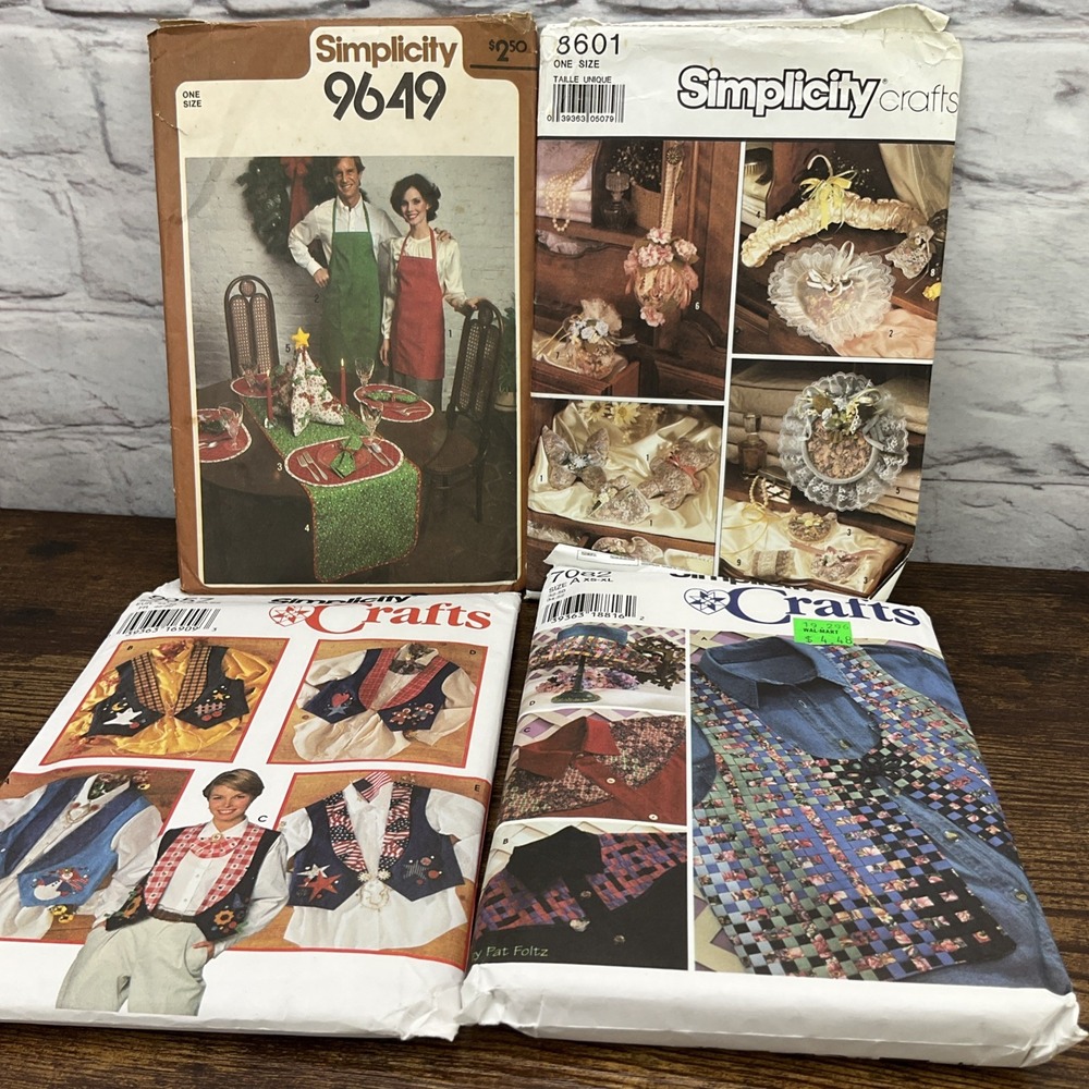 Vintage Lot Of 4 1990s Simplicity Mixed Craft Patterns.